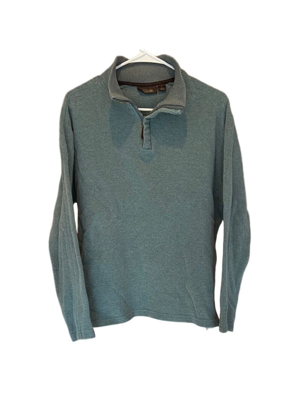 Tasso Elba Men’s Teal Quarter Zip Cotton Pullover Size Large